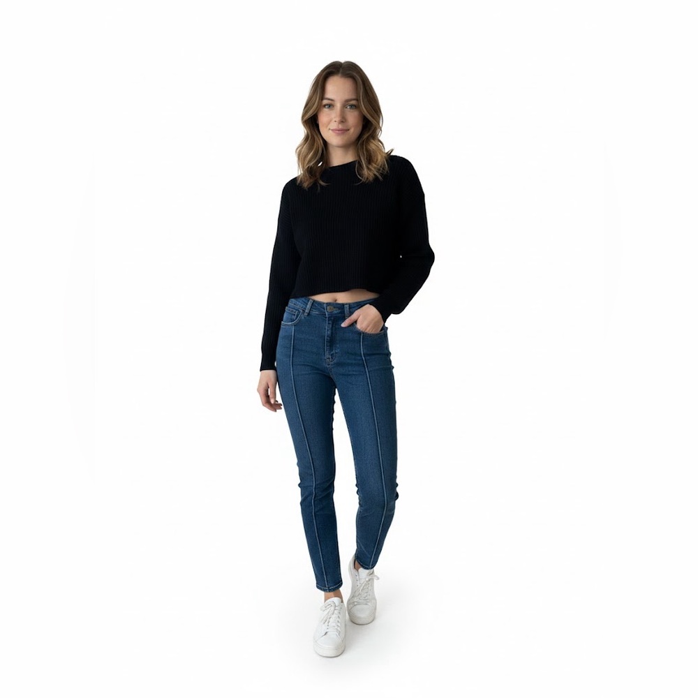 Sandro High Waisted Front Seam Slim Jeans 38